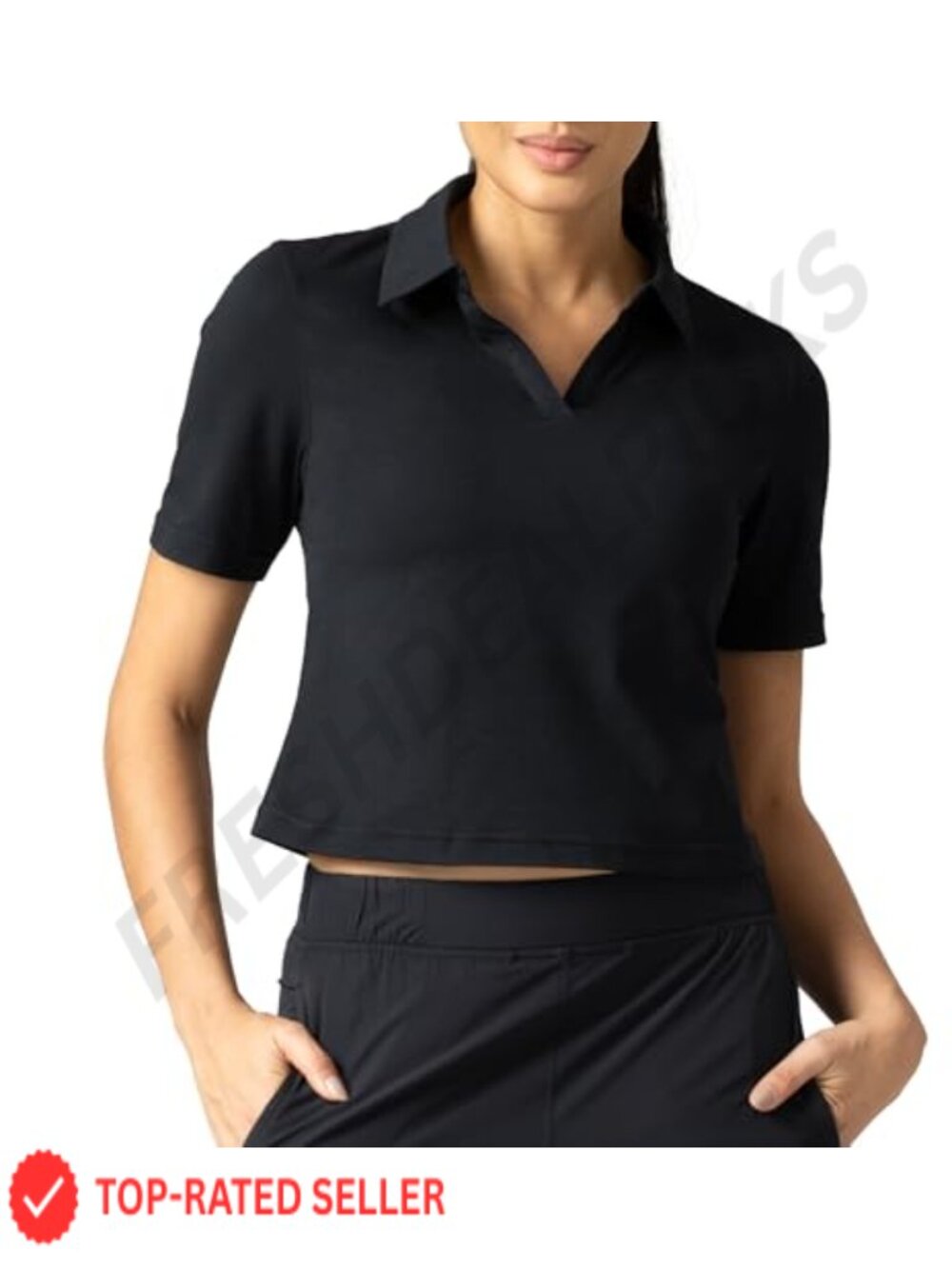 Women's Athletic Polo Shirt V-Neck Short Sleeve Golf Tennis Top